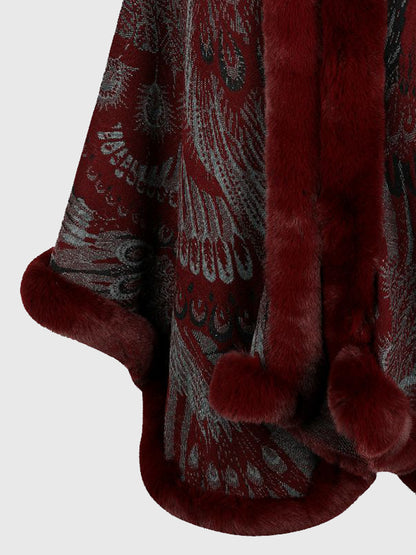 Sierra Printed Open Front Poncho - Charcoal, side view on model - Be Juliet