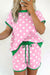 Polka Dot Contrast Trim Top & Shorts Set - Blush Pink, front view on model - Be Juliet