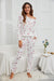 Flamingo Long Sleeve Top and Pants Lounge Set - White, front view on model - Be Juliet
