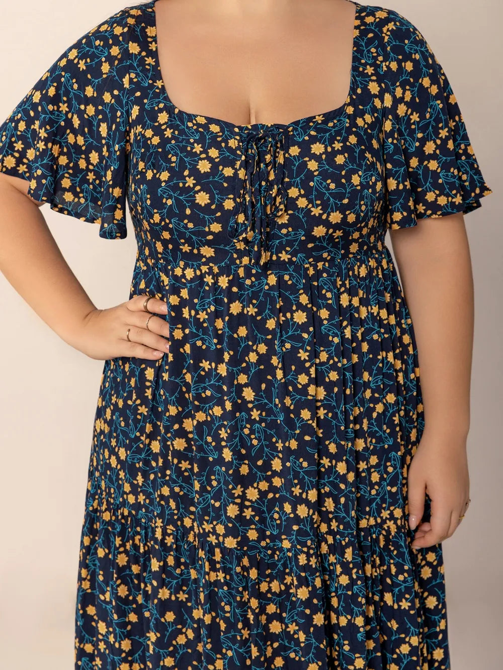 Luciana Printed Tiered Maxi Dress – Plus Size - Be Juliet