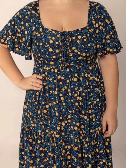 Luciana Printed Tiered Maxi Dress – Plus Size - Be Juliet