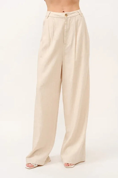 And The Why High-Rise Wide Leg Linen Pants - Be Juliet