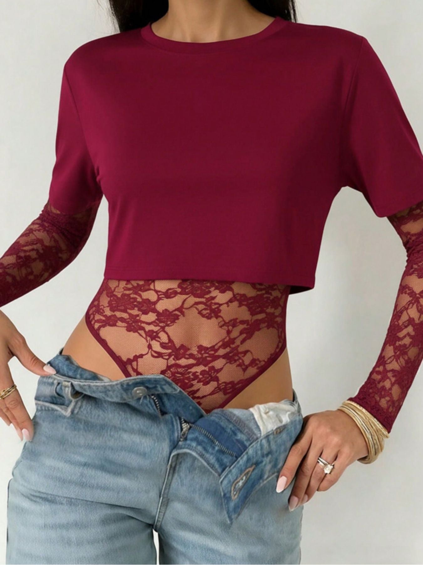 Claire Lace Patchwork Bodysuit - Be Juliet