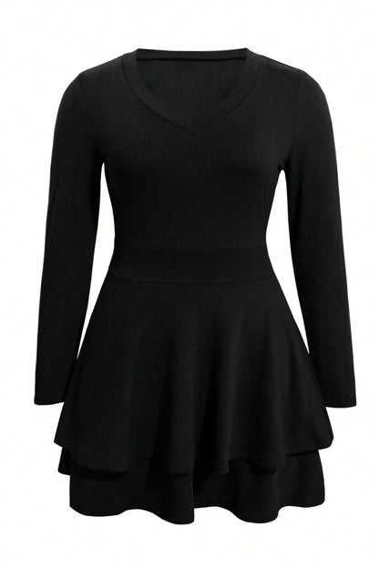 Celina Layered V-Neck Mini Dress – Plus Size - Be Juliet
