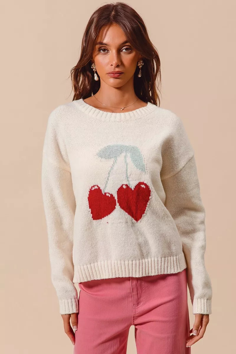 Colette Heart Cherry Knit Sweater – Valentine's Edition - Be Juliet