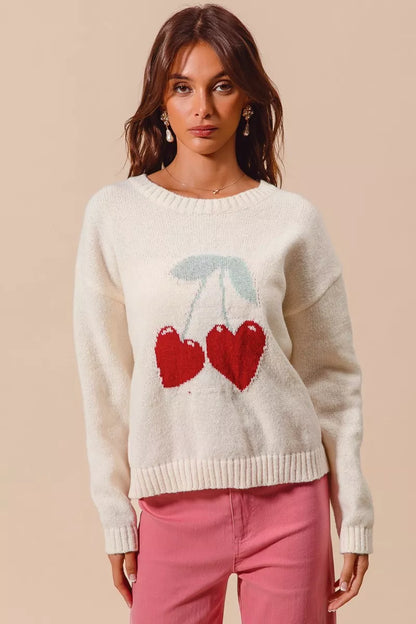 Colette Heart Cherry Knit Sweater – Valentine's Edition - Be Juliet