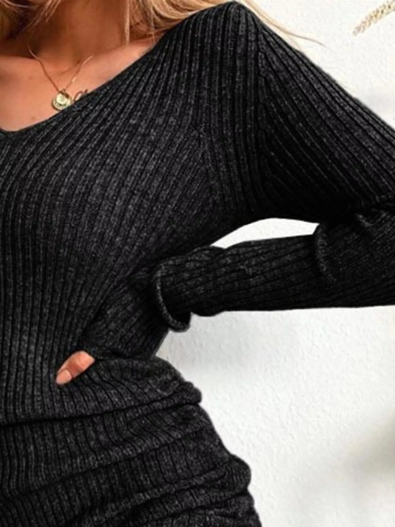 Elara Ribbed Knit Drawstring Bodycon Sweater Dress — Plus Size - Be Juliet