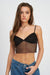 Lena Mesh Detail Crop Top - Black, front view on model - Be Juliet