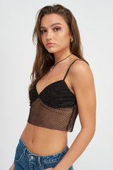 Lena Mesh Detail Crop Top