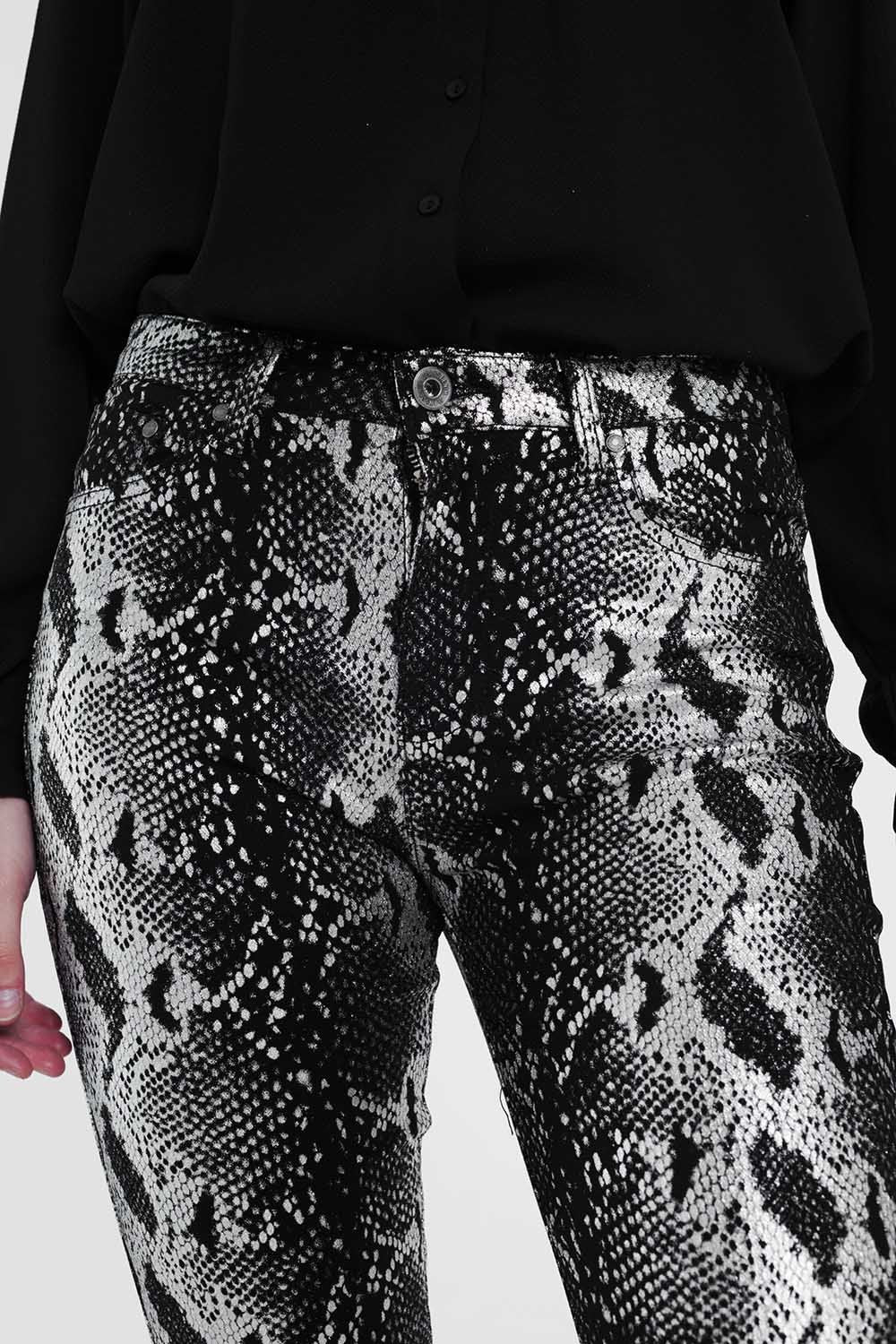 Vera Shiny Skinny Pants – Black Snake Print - Be Juliet