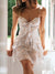 Jenna Tied Printed Sweetheart Neck Cami Dress - Eggshell, front view on model - Be Juliet