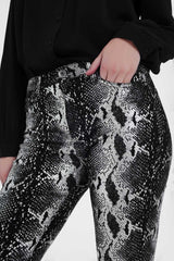Vera Shiny Skinny Pants – Black Snake Print