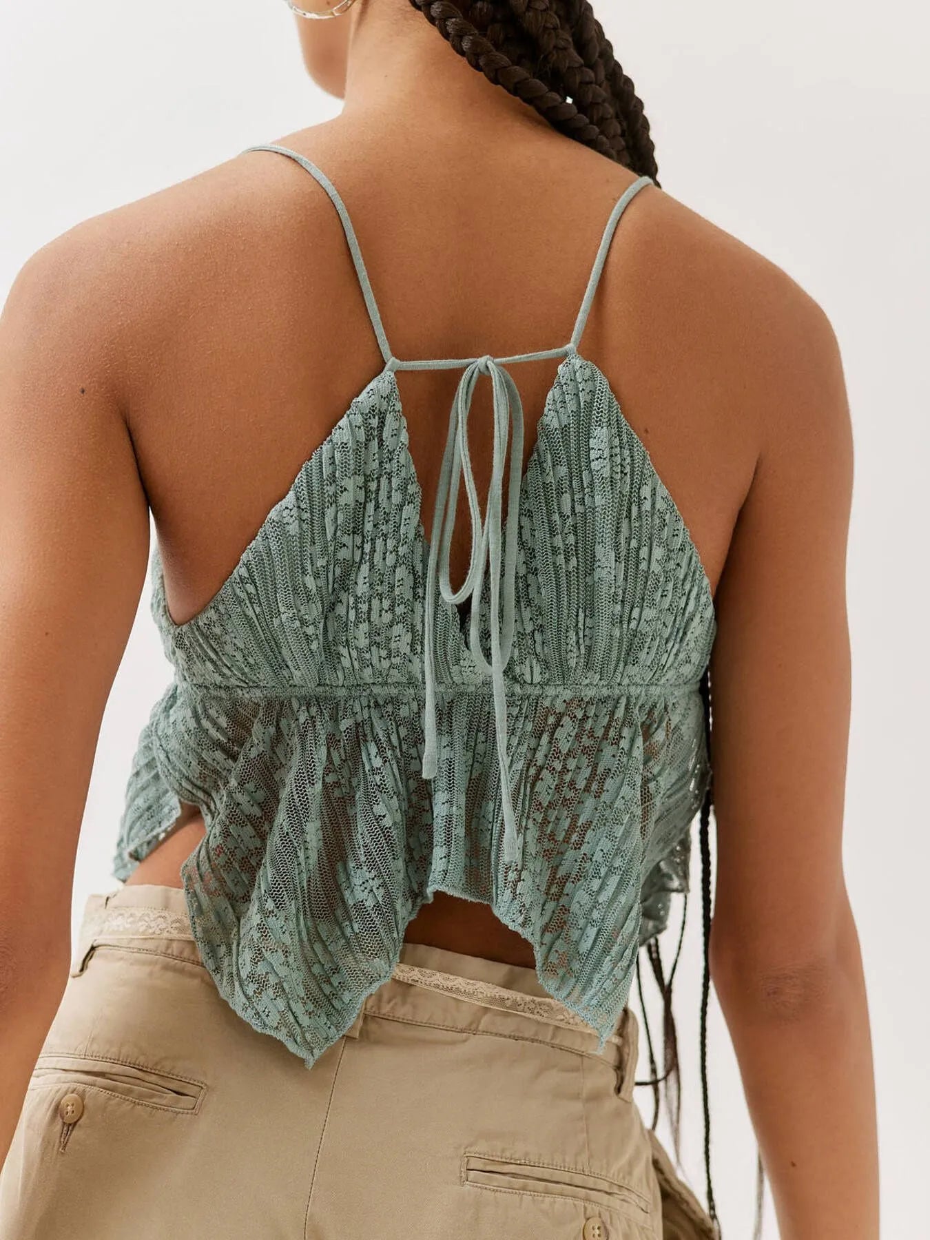 Amber Lace Cropped Cami with Flowy Hem - Be Juliet