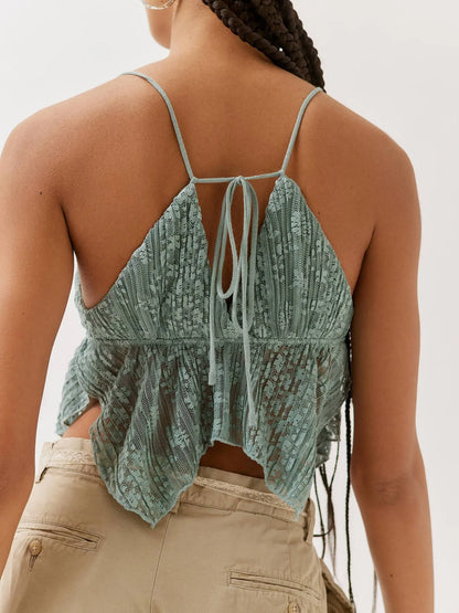 Amber Lace Cropped Cami with Flowy Hem - Be Juliet