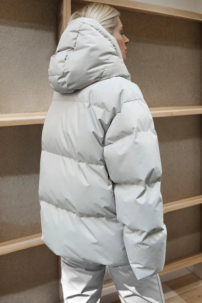 Pocketed Zip Up Hooded Puffer Jacket - Be Juliet