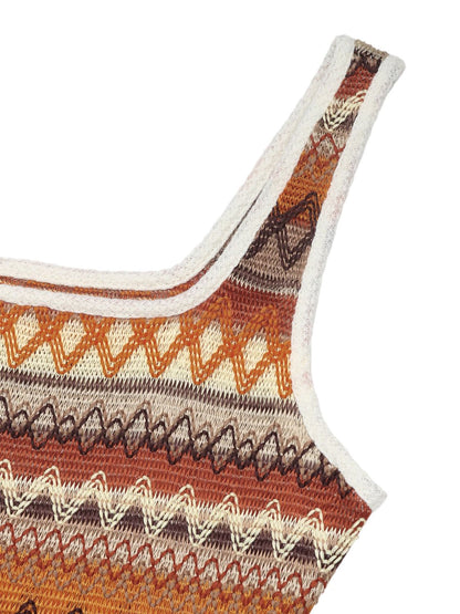 Perfee Side Slit Contrast Sleeveless Midi Tank Dress - Caramel, flat lay front view - Be Juliet