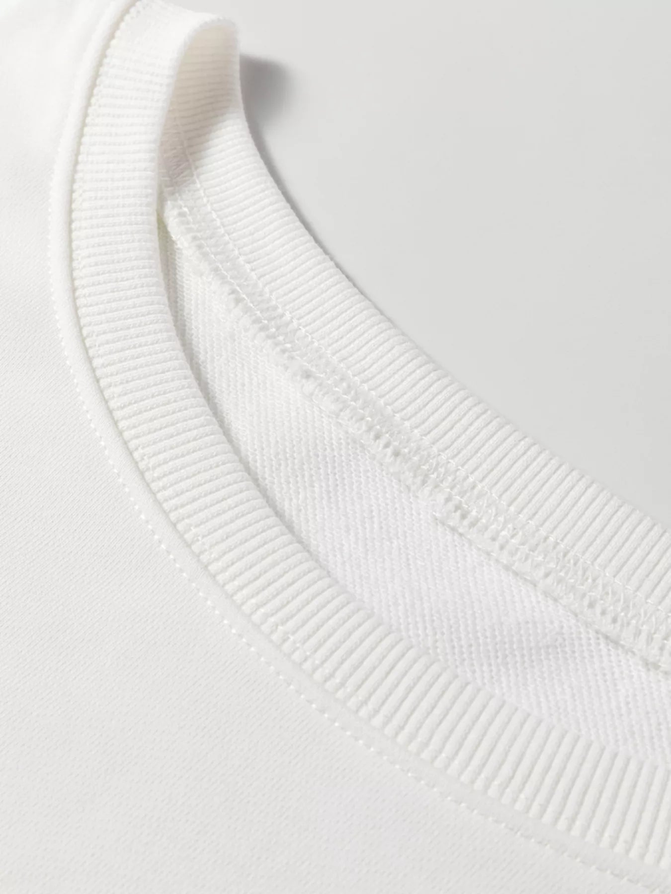 Striped Trim Round Neck Top and Pants Set - White, close-up detail - Be Juliet