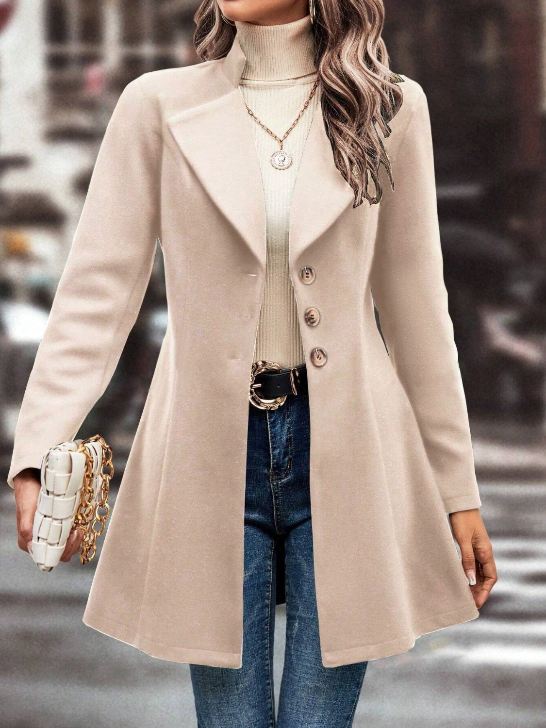 Collared Neck Longline Coat - Be Juliet