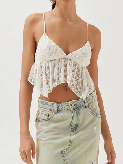 Amber Lace Cropped Cami with Flowy Hem - Be Juliet