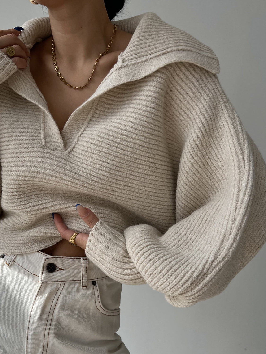 Johnny Collar Long Sleeve Sweater - Be Juliet