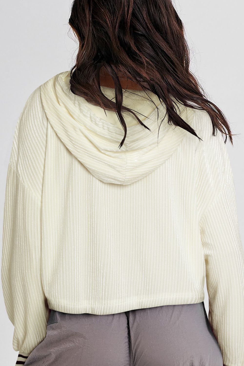 Drawstring Drop Shoulder Long Sleeve Hoodie - Be Juliet