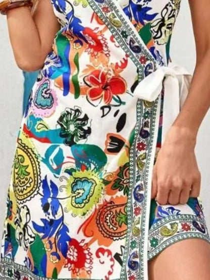 Colette Wrap Mini Dress – Vintage Floral - Be Juliet