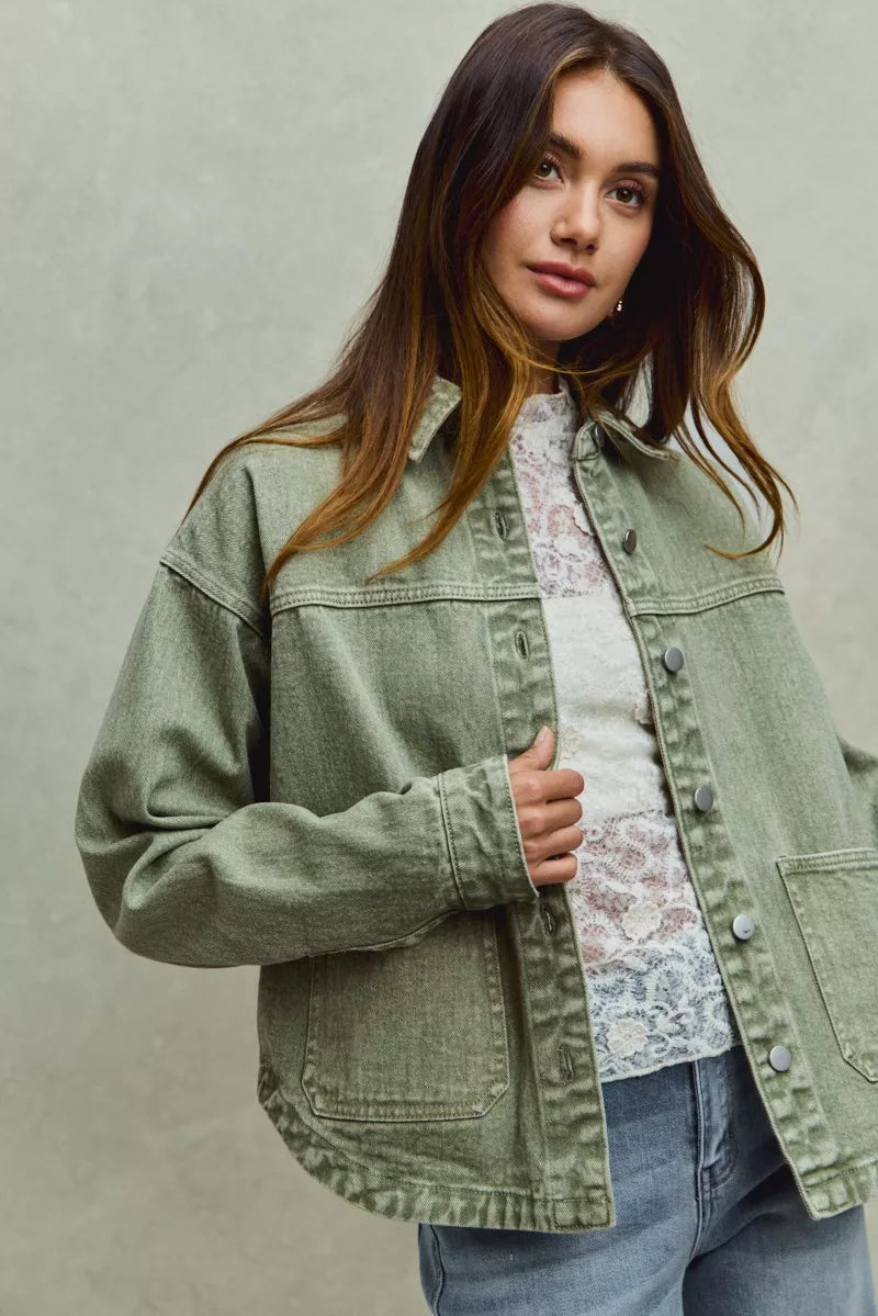 Renée Vintage-Washed Twill Shacket - Be Juliet