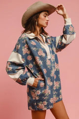 Chantalle Floral Denim Romper – Contrast Collar