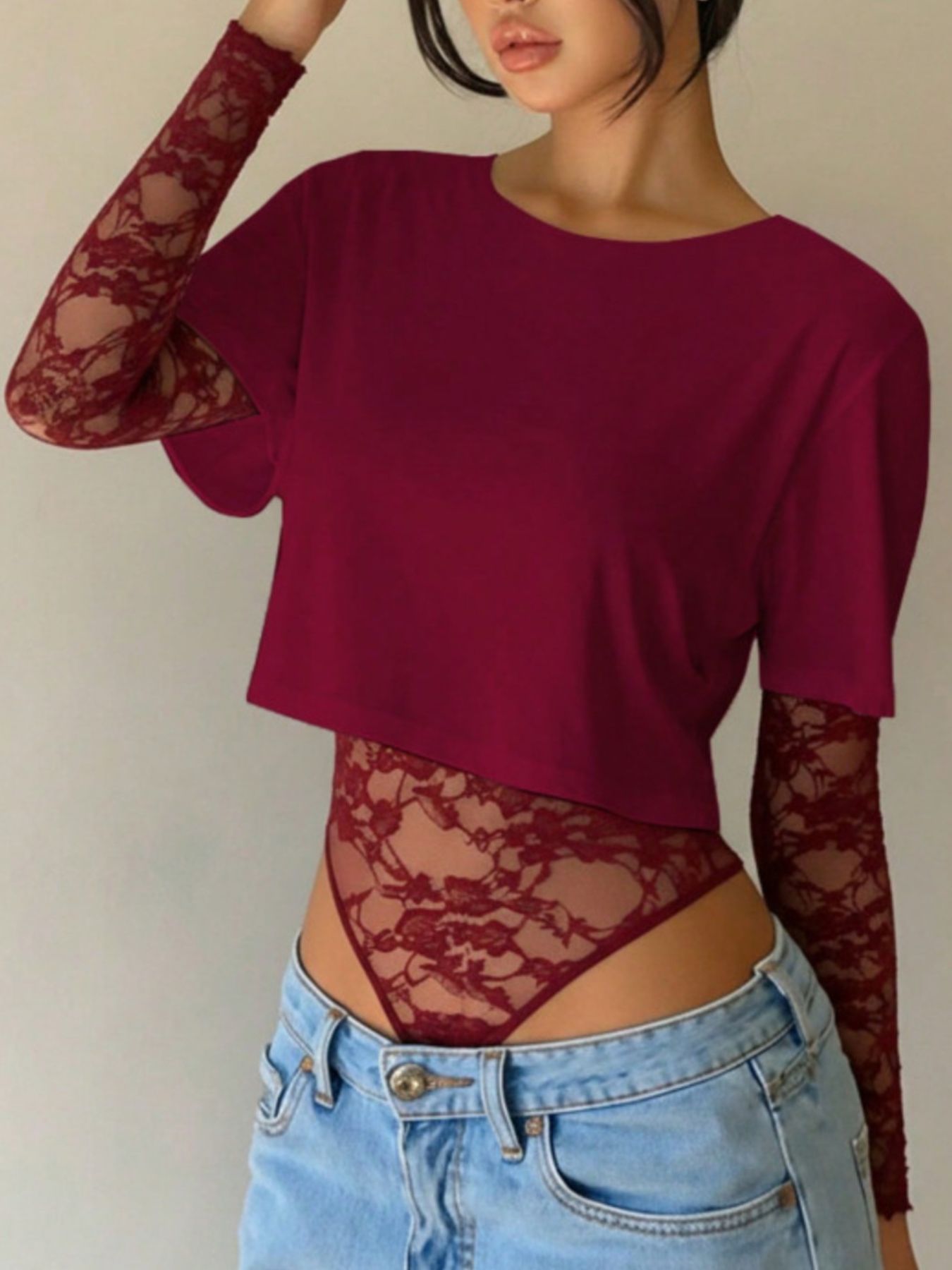 Claire Lace Patchwork Bodysuit - Be Juliet