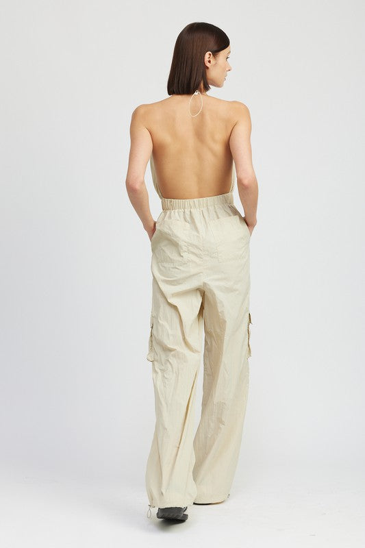 Spaghetti Strap Cargo Jumpsuit - Be Juliet