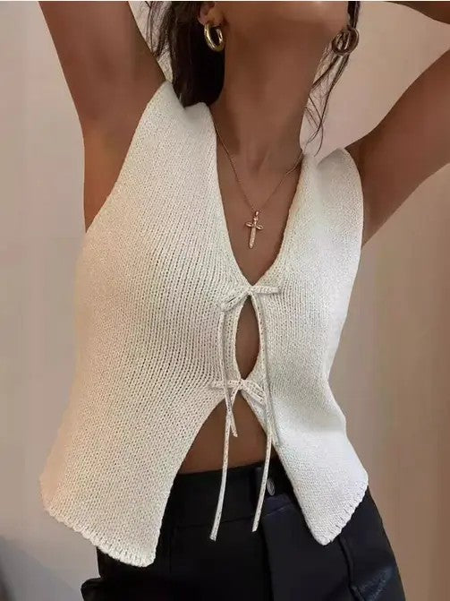 Knot-Front Crop Tank Top