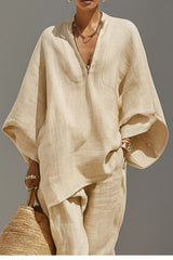 Relaxed Top and Wide Leg Pants Set - Be Juliet
