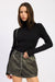 Long Sleeve Turtleneck Bodysuit with Open Back - BLACK, front view on model - Be Juliet
