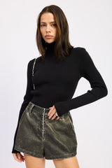 Long Sleeve Turtleneck Bodysuit with Open Back