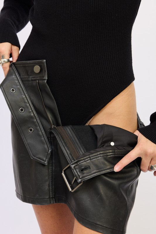 Long Sleeve Turtleneck Bodysuit with Open Back - Be Juliet