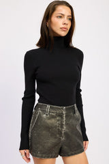 Long Sleeve Turtleneck Bodysuit with Open Back