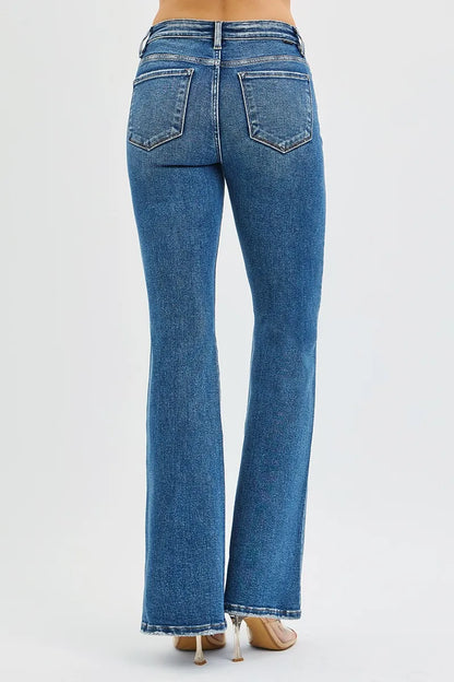 RISEN Full Size Tummy Control High Rise Flare Jeans Plus Size - Be Juliet