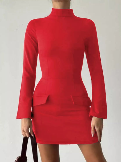 Mock Neck Long Sleeve Bodycon Dress - Be Juliet