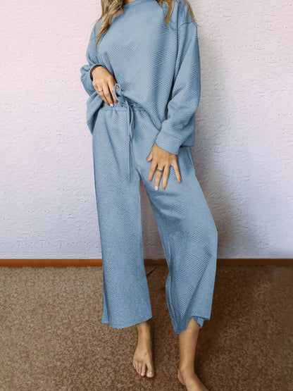 Loose Textured Top and Pants Set - Be Juliet