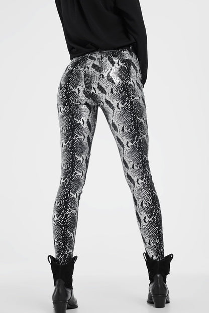 Vera Shiny Skinny Pants – Black Snake Print - Be Juliet