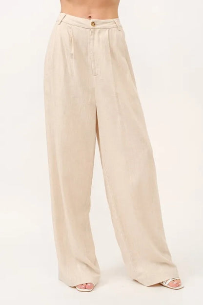 And The Why High-Rise Wide Leg Linen Pants - Be Juliet