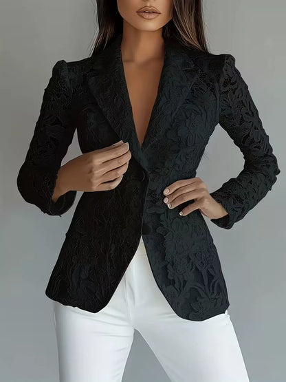 Lace Button-Up Fitted Blazer - Be Juliet