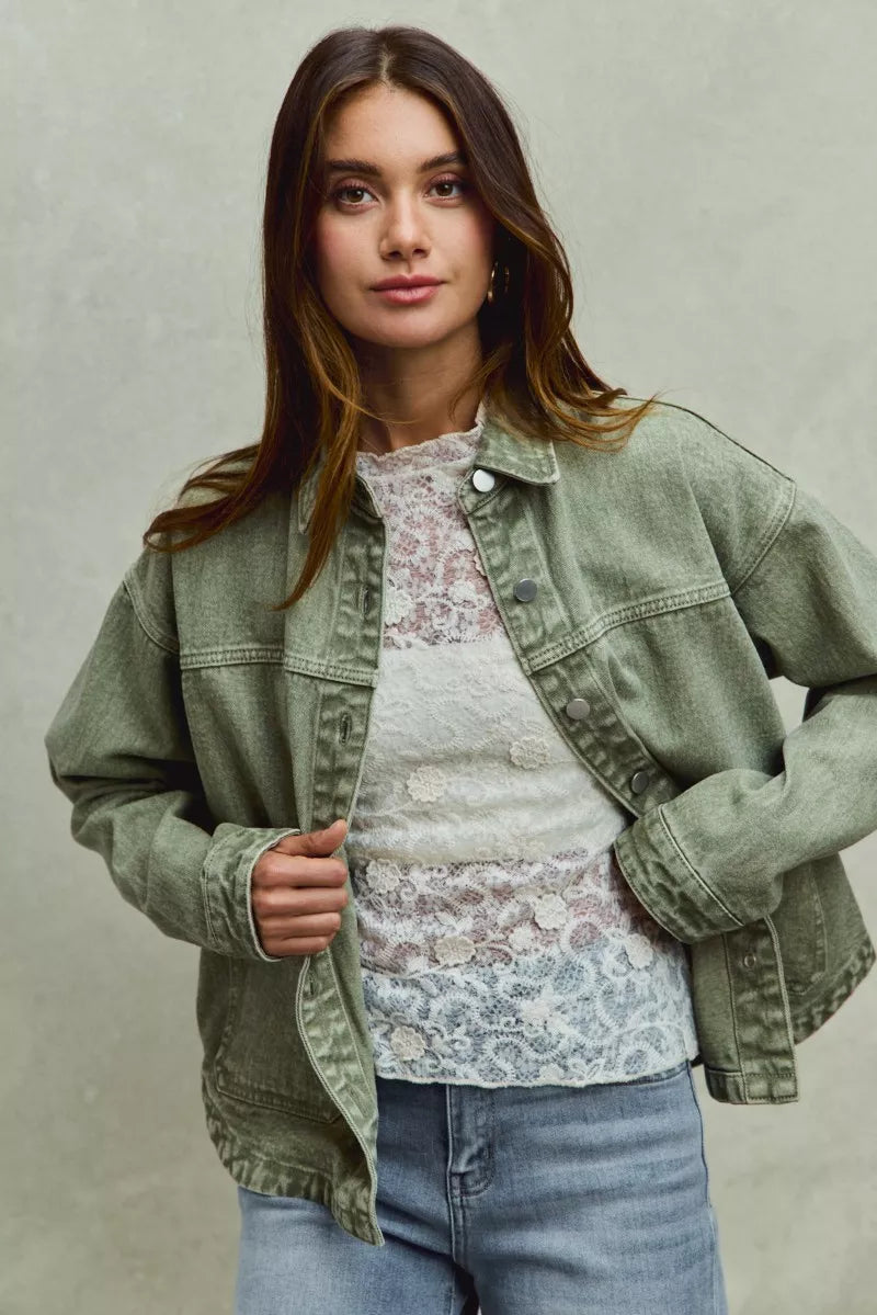 Renée Vintage-Washed Twill Shacket - Be Juliet