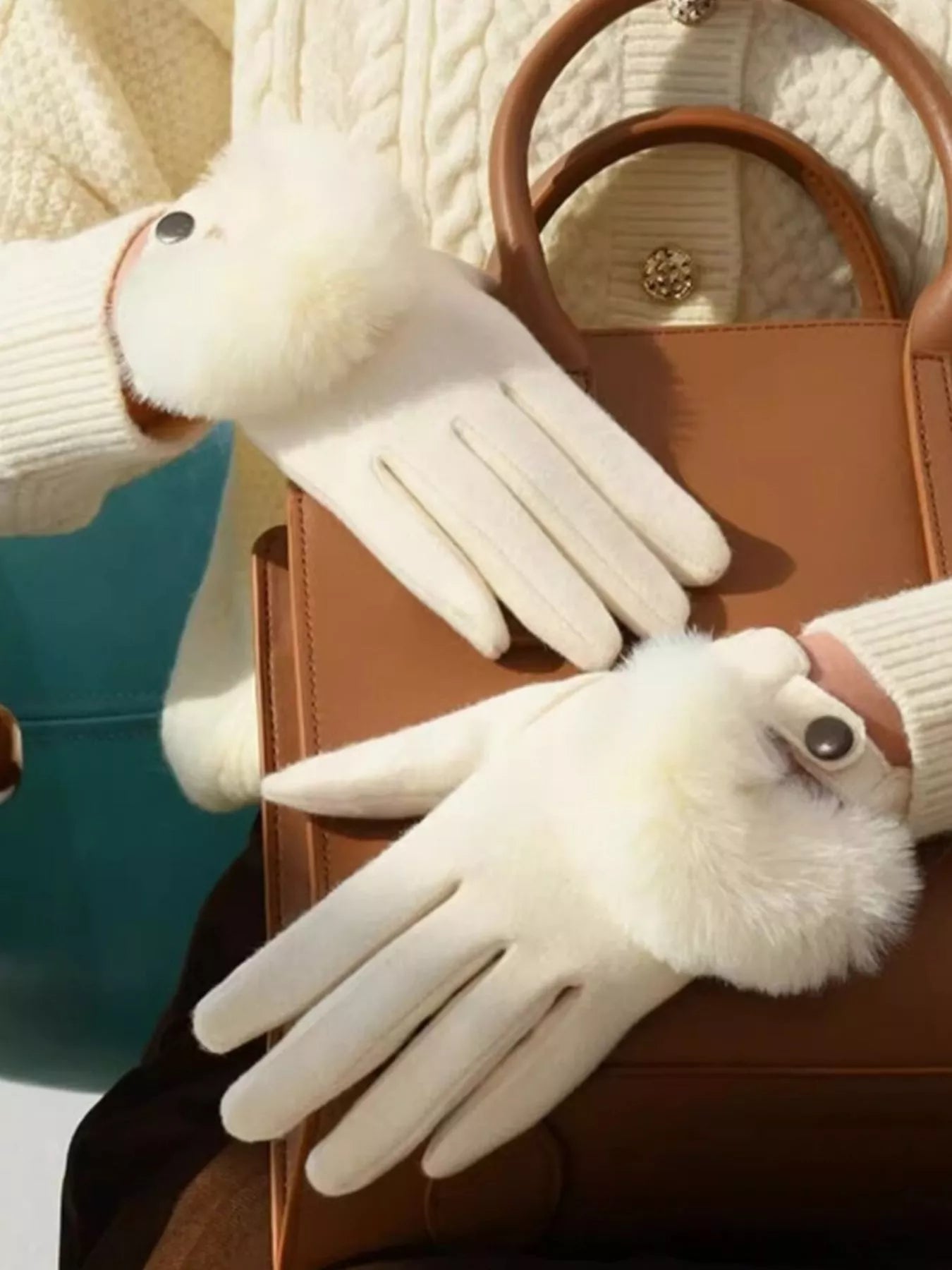 Chloé Faux Fur Cuff Gloves - Be Juliet