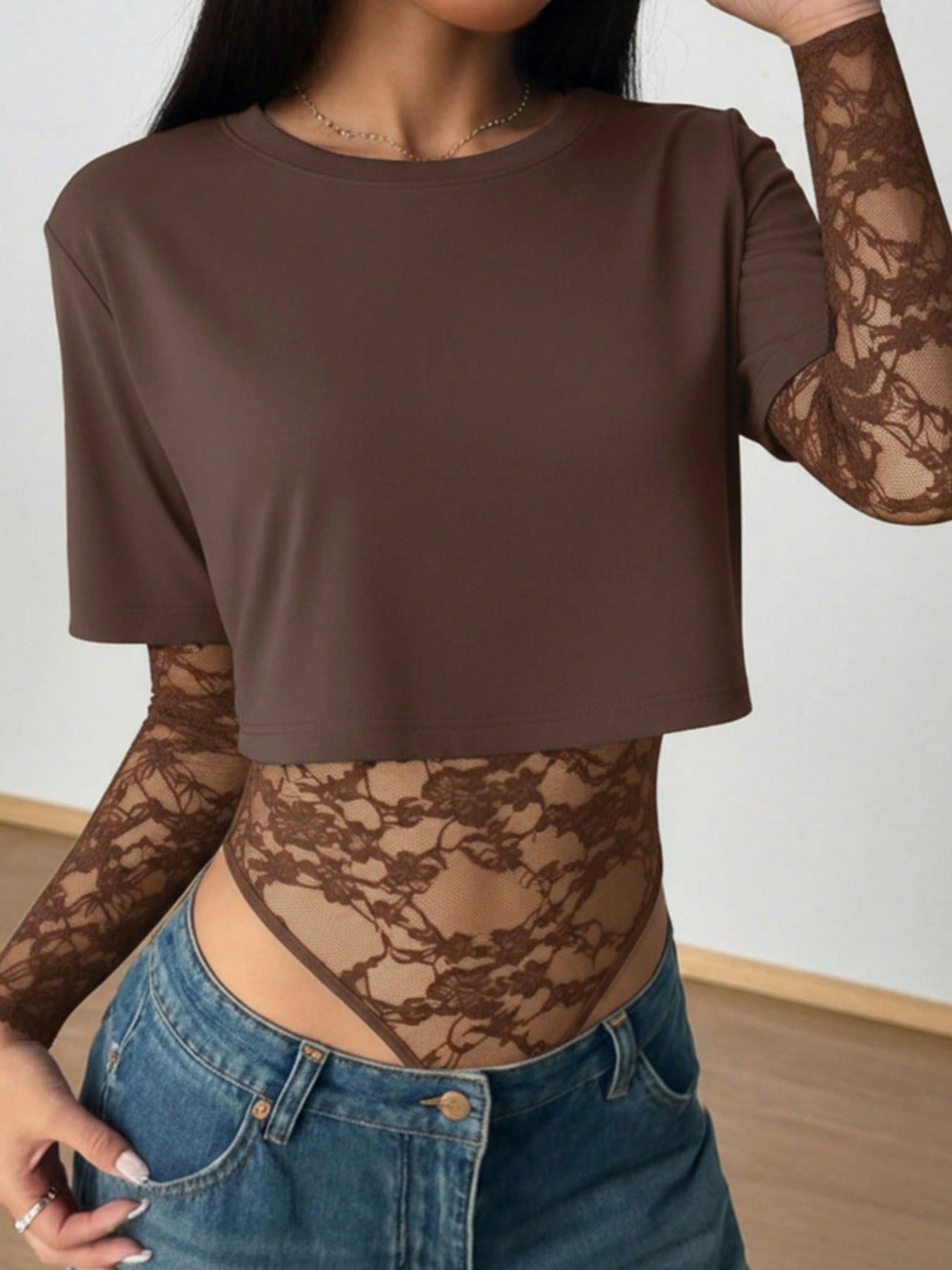 Claire Lace Patchwork Bodysuit - Be Juliet