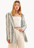 Women's Stripe Blazer in Blue White - Blue White, front product shot on model, lapel and flap pocket detail - Be Juliet