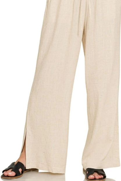 Zenana Linen Drawstring Pants - Be Juliet