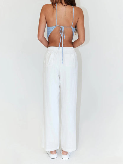 Mandi Tie Back Sleeveless Tank Top - side view on model - Be Juliet
