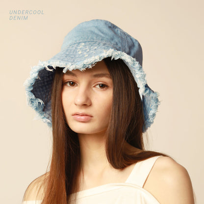 Clara Wide Brim Frayed Bucket Hat – Natural - Be Juliet