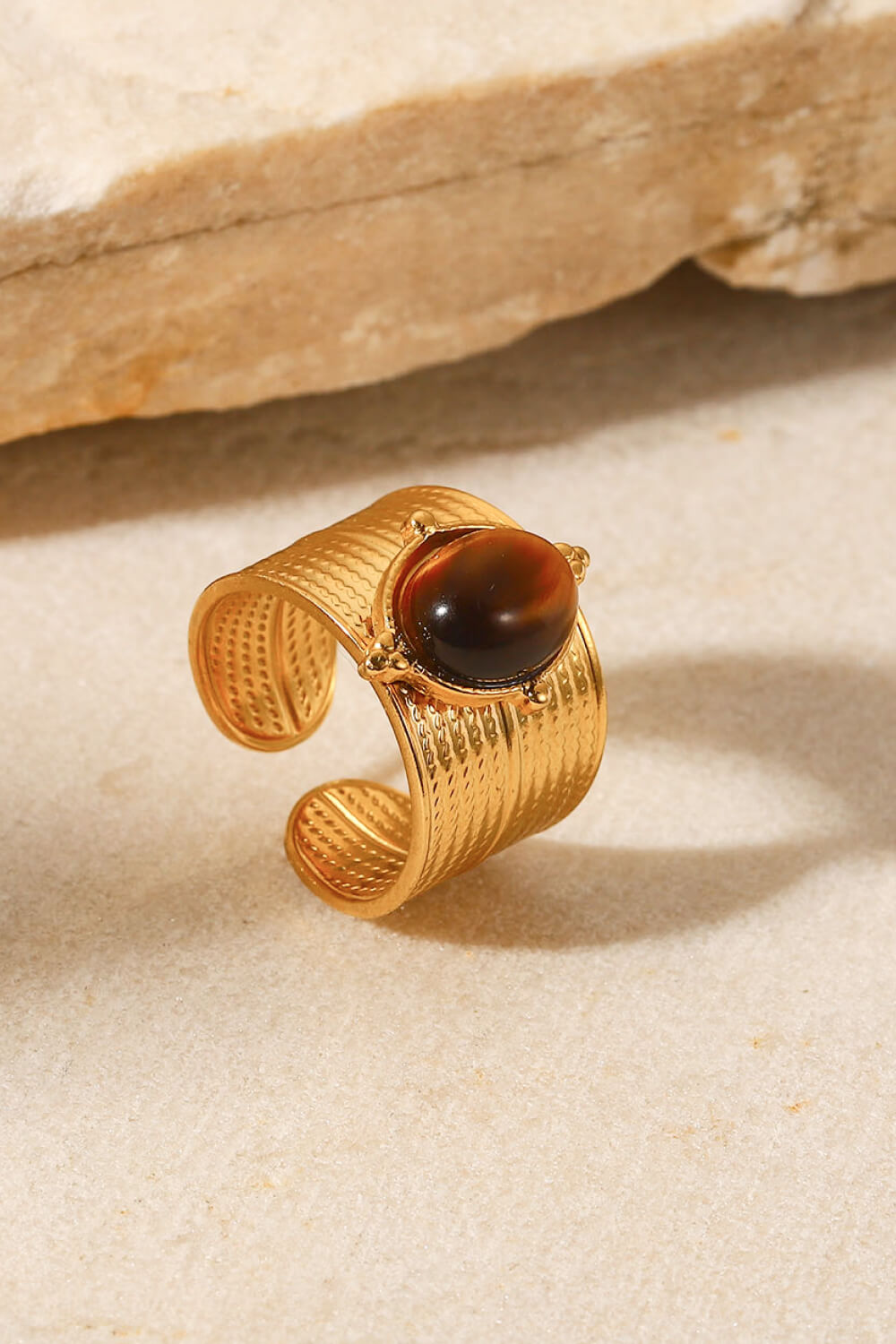 18K Gold-Plated Wide Open Ring - top-down view showing open-band design - Be Juliet